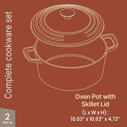 Bakken Enameled Cast Iron Dutch Oven Pot, 6QT Dutch Oven for Bread Baking, Braising & Roasting, Kitchen & Campfire Cooking, Moisture-Locking Lid, Oven Safe Up To 500°F, Works on All Cooktops, Red