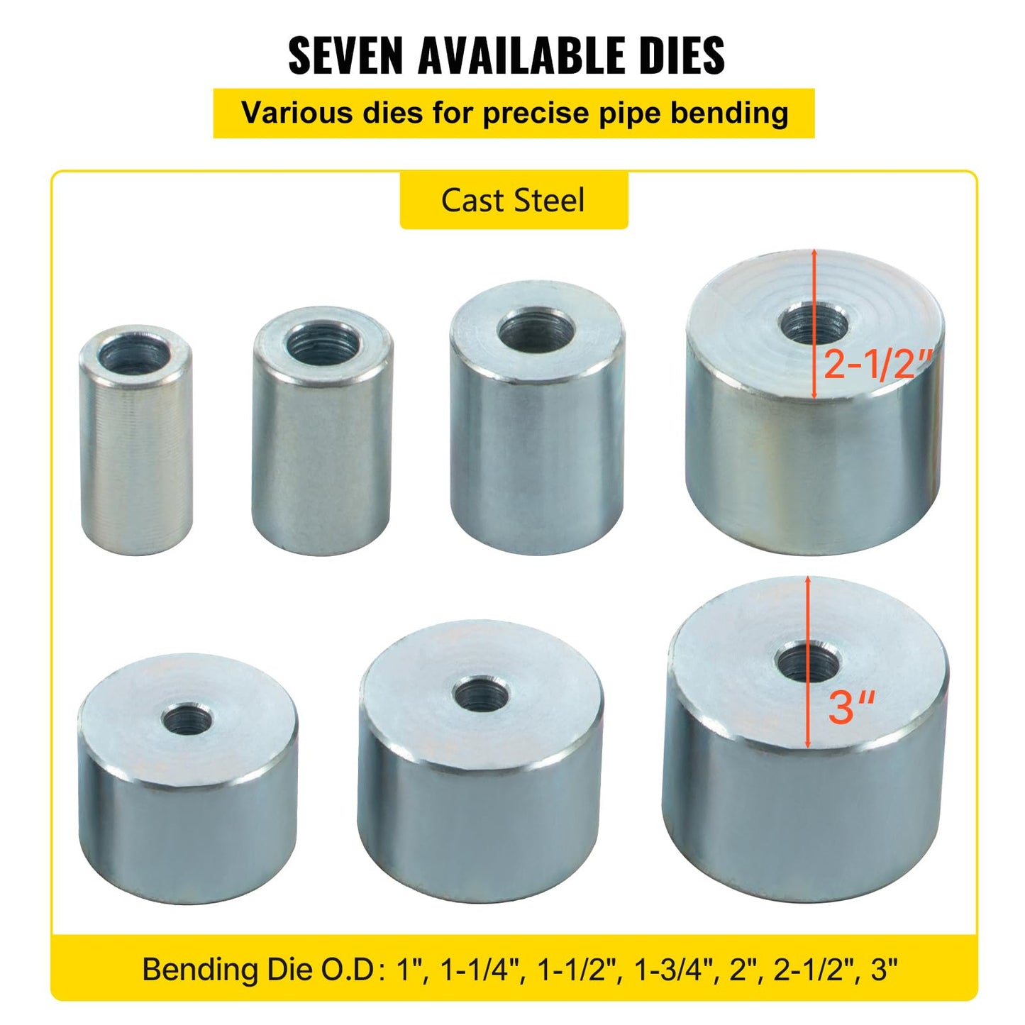 VEVOR YP-9 Manual Bender, 1” - 2“ High Capacity Round Square Bar Metal Bender with 7 Bending Dies, Metal Rod Bar Bender Bending Tool for Construction Site Auto Repair