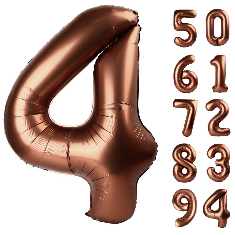 Dark Brown 4 Balloon, Coffee Brown Number Balloons 40 Inch, 4th Chocolate Party Decorations, Four Large Numbers for Party Decor, Number 4 Balloon