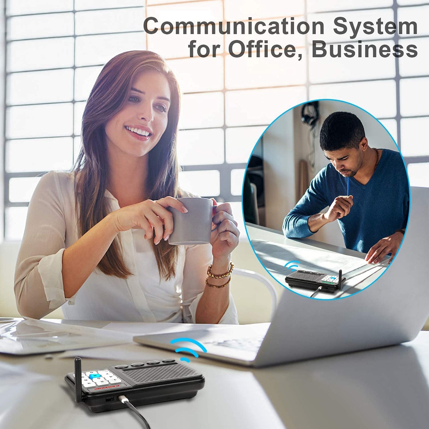 5 Pack Wireless Intercom System for Home Business - GLCONN Room to Room Communication System 10 Channel 3 Code Intercoms Wireless for Home House Hotel