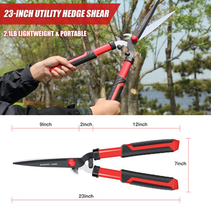 DRM-GDNER Garden Hedge Shear with Bypass Shear,Garden Hedge Trimmer with Shock Absorbing Cushion,Hedge Clipper for Trimming Border,Bush