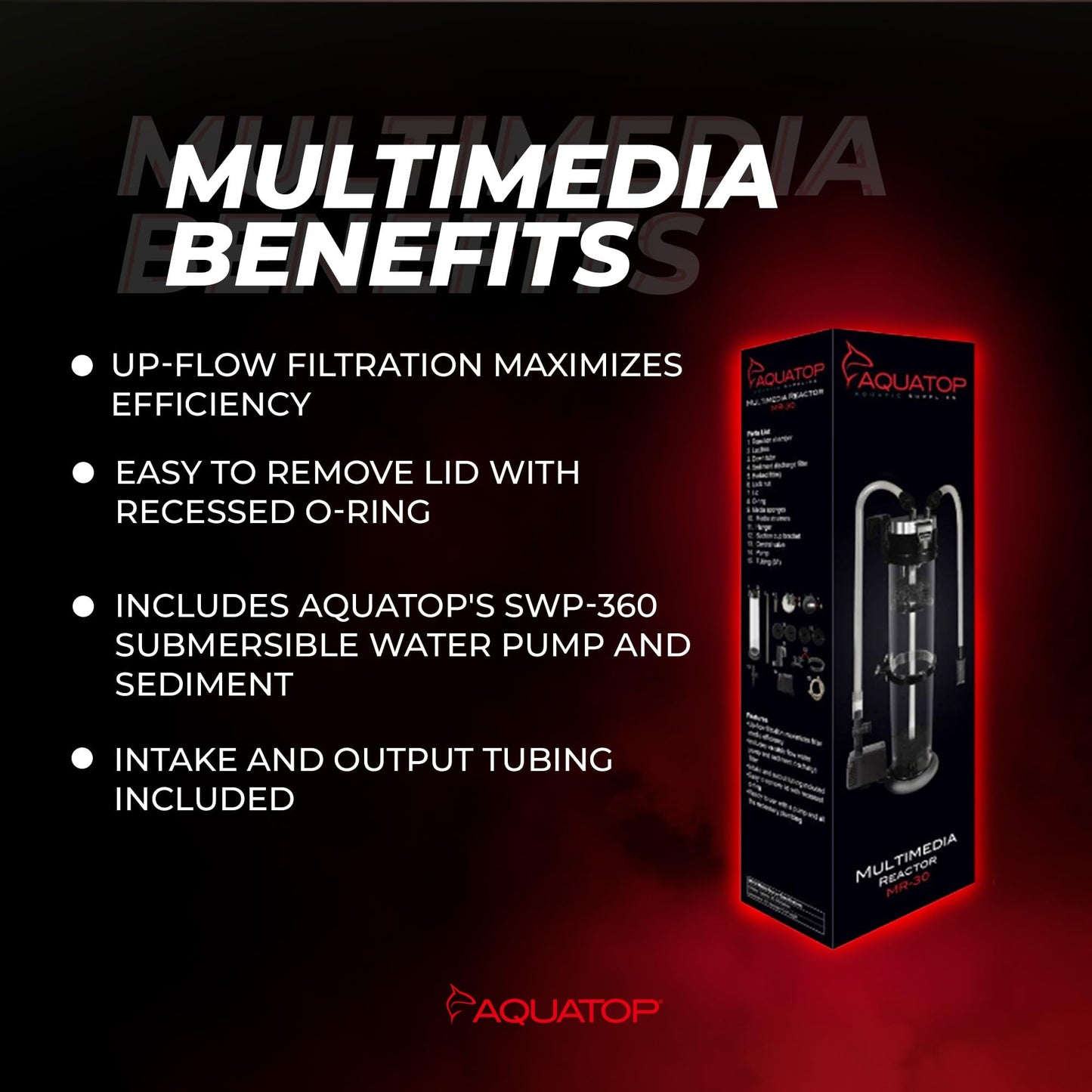 AQUATOP MR-30 Media Reactor – 152 GPH Up-Flow Filtration System – with Pump, Tubing & Mount – for Saltwater or Freshwater Aquariums – Sump or Hang-On Setup