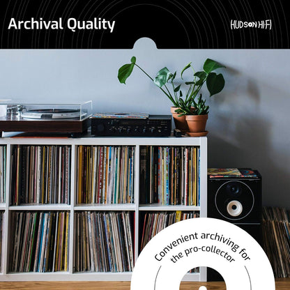 Hudson Hi-Fi Vinyl Record Outer Sleeve Covers - 50 Pack - Premium Crystal Clear Sleeves - Protect Your LP Albums from Scratches, Dirt & Dust - 3 Layers of 30µm Thick No-Acid Exterior Disc Cover
