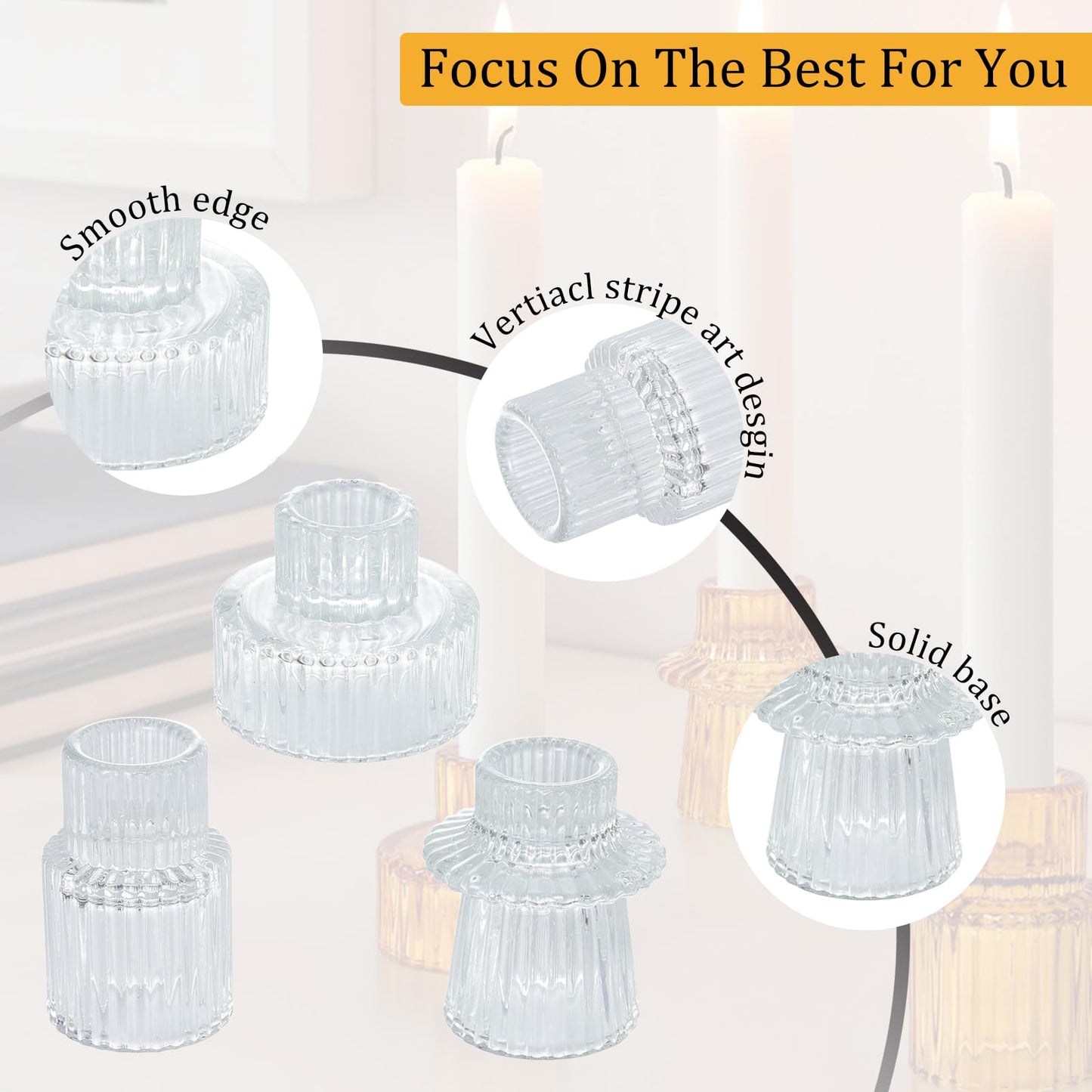 BEZURA Tealight Candle Holder, Taper Glass Candlestick Holders, Votive Candle Stick Candle Holder for Table Centerpiece Wedding Dinner