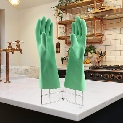 LEKUSHA Stainless Steel Dish Gloves Holder, Space-Saving Drying Rack, Silver