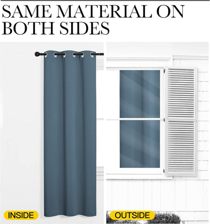 NICETOWN Smoky Blue Blackout Curtains - Thermal Insulated Drapes for Living Room | 68" Length, 55" Wide, 2 Panels