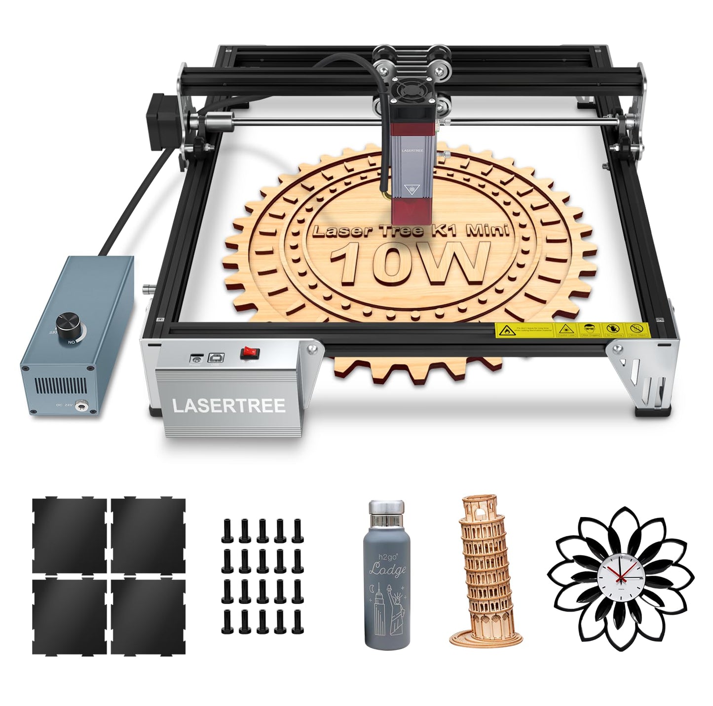 LASER TREE 80W Laser Engraver, 10000mW(10W) Laser Output Laser Engraving Cutter with Air Assist Pump & Magnetic Pad Kit, Built-in FAC, Eye Protection Laser Engraver for Wood Acrylic, Leather, Class 4