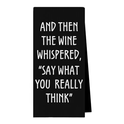 Gqtt Wine Lovers Dish Towel - Funny Kitchen Towels, Decorative Waffle Weave, Tea Hand Towel, 1624 Inches (Black)