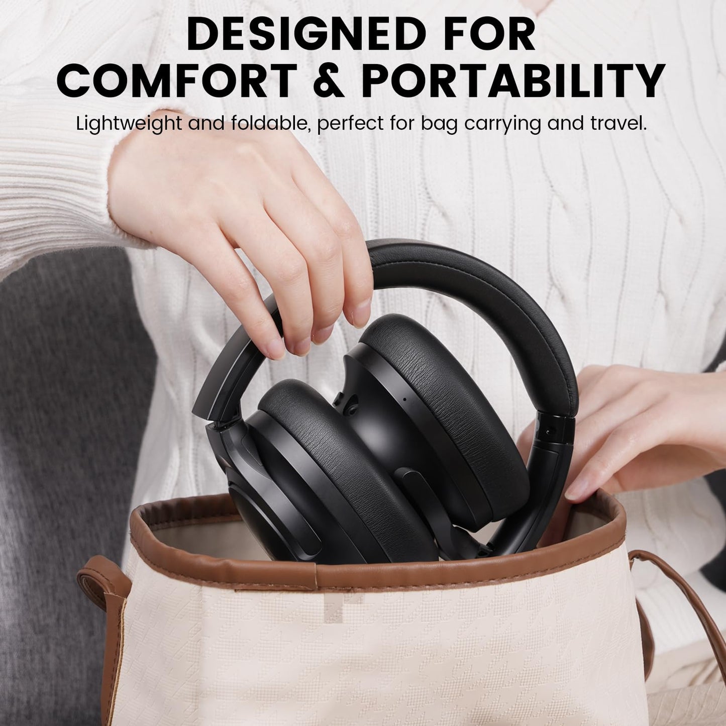 1Mii AI Y8 Active Noise Cancelling Headphones, Bluetooth 6.0 Wireless Over Ear, 100H Playtime Hi-Res Audio, AI Translation & Voice Chat, Custom EQ via APP for Travel & Home Office - Black