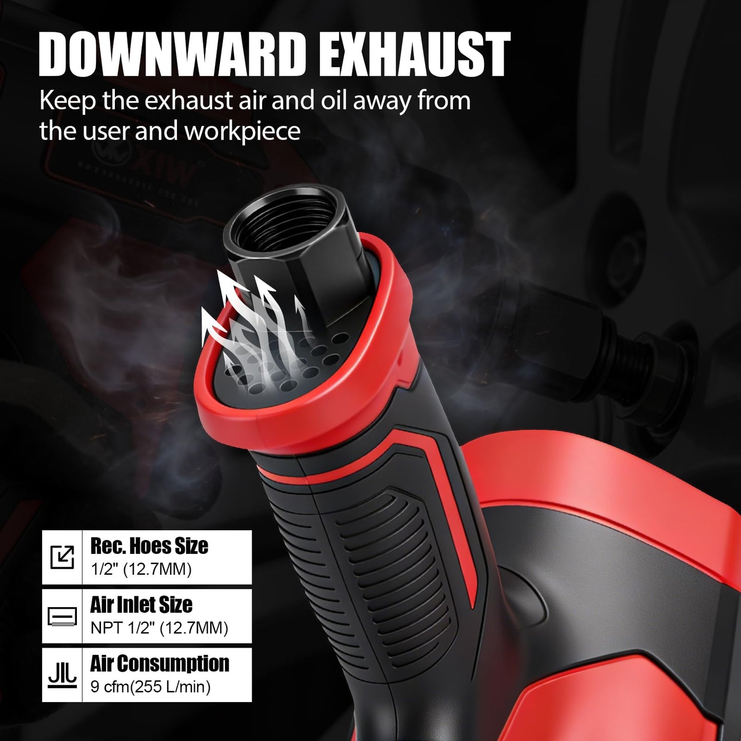 XIIW 1 Inch Air Impact Wrench, 2,350ft-lbs Nut-busting torque, 5,500 RPM, 8.5 lbs Lightweight 1 Inch Impact Gun, Twin Hammer Pneumatic Tool for Automobile Repair