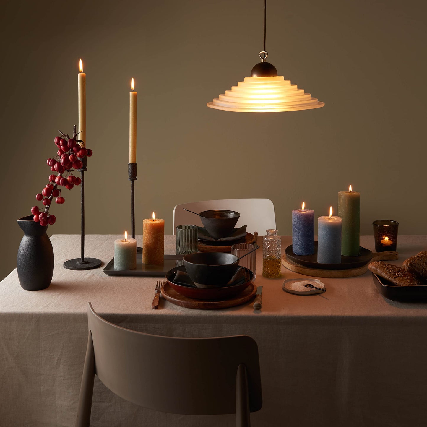 Bolsius Tapered Dinner Pillar Candles - Spice Brown - Pack of 9 - Long Burning Time of 13 Hours - Household Candle - Interior Decoration - Unscented - Natural Vegan Wax - 27 x 2.3 cm