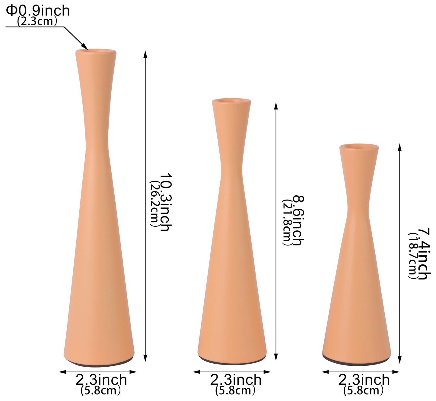 Vixdonos Taper Candle Holders Metal Candlestick Holders Set of 3 Table Mantel Decorative Candle Stand for Dinning,Party，Wedding,Home Decor(Pink Orange)