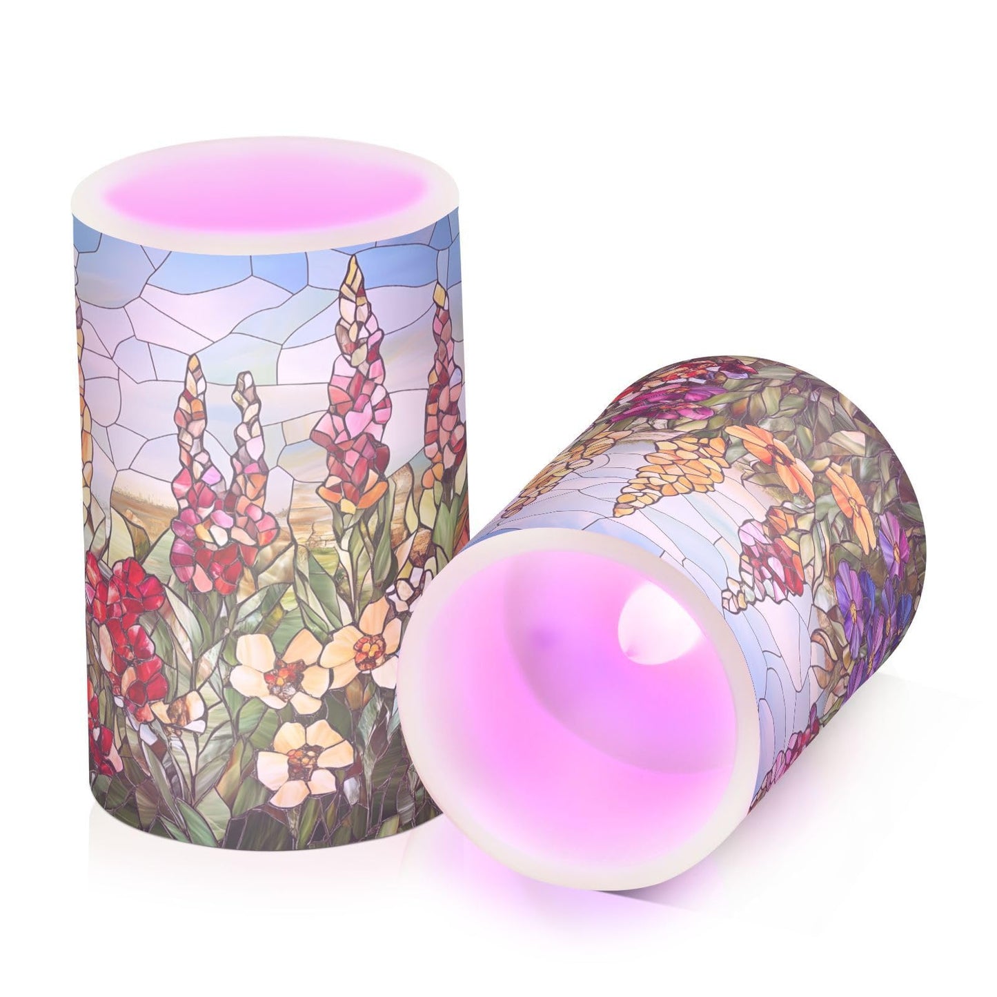 ALAZA Flickering Flameless Candles Mexico Art Flowers Spring Battery Operated Candles with Remote Timer LED Pillar Votive Candles Set of 2 for Holiday Decor
