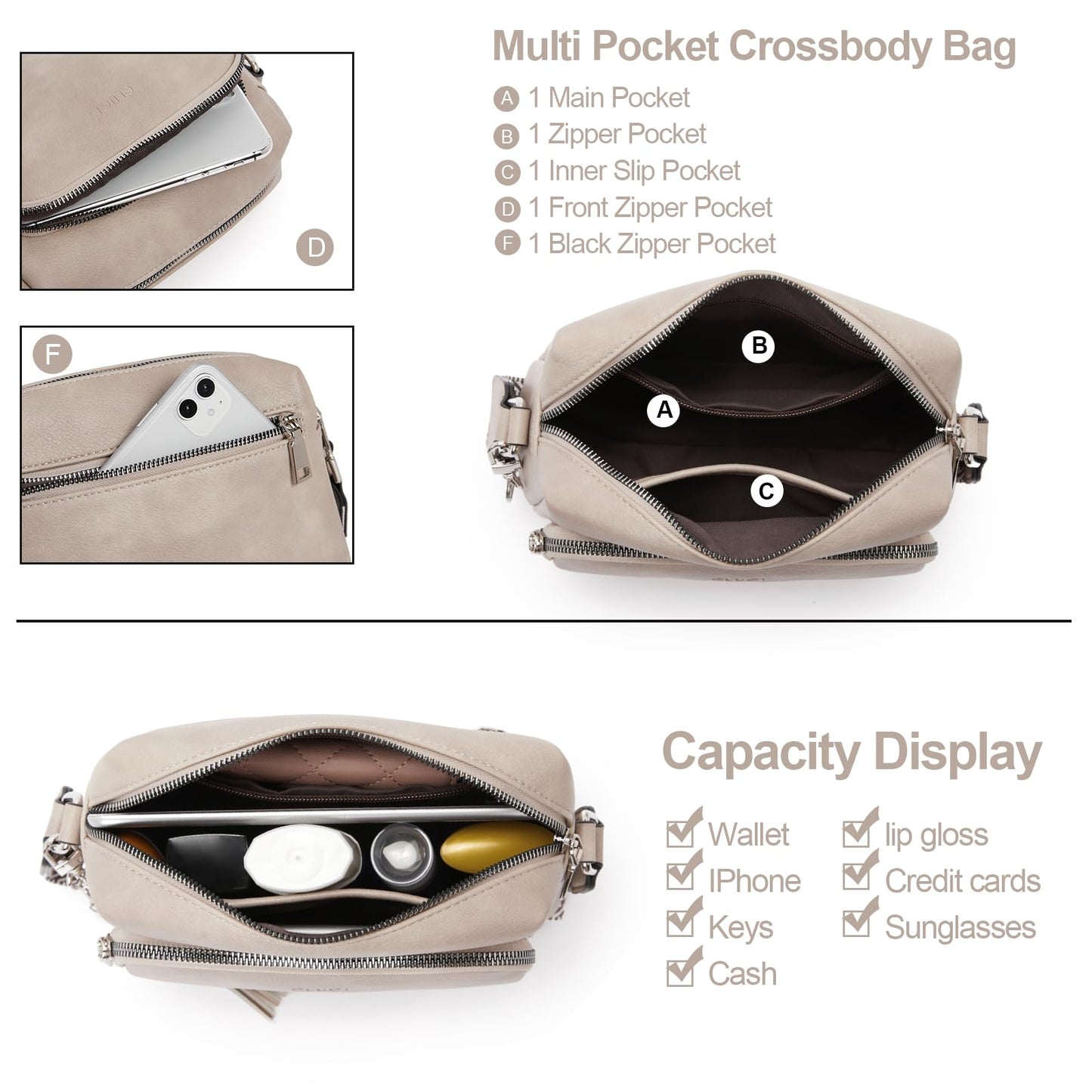 CLUCI Crossbody Bags for Women Trendy, Vegan Leather Shoulder Handbags，Purses for Women with Adjustable Wide Strap