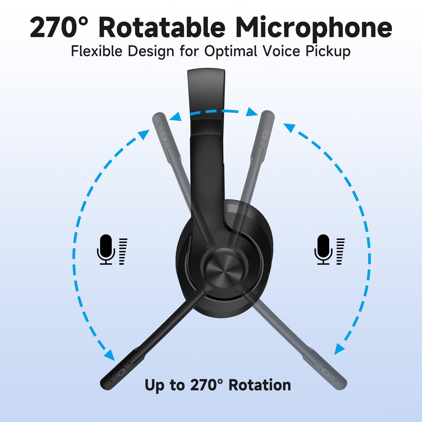 AOC Wireless Headset with Mic for Work, Bluetooth 5.4 Headphones with Noise Canceling Microphone, USB C, 30H, Clear Calls & Mic Mute for PC, Laptop, Cell Phones, Zoom - Black