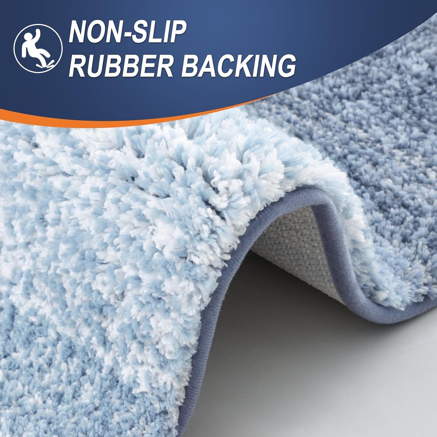 OLANLY Bathroom Runner Rug - Extra Soft Microfiber Mat | Quick Dry, Washable, 59x17 Inches, Blue