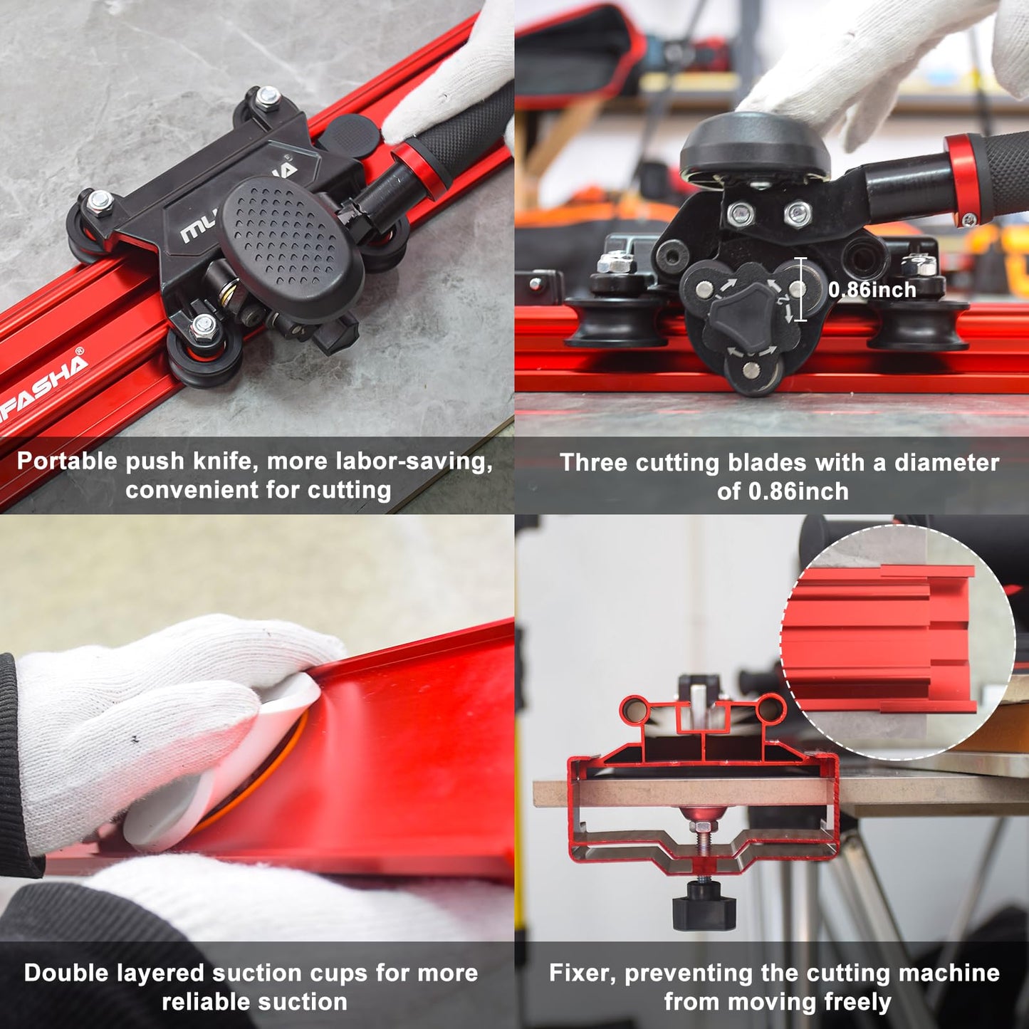 MUFASHA 110 Inch Manual Tile Cutter, Professional Porcelain Slab Cutting Machine for Large format Ceramic Porcelain Tiles, Dual-Rails, Pliers, Locators, Rail Retainers, Tile Cutter Hand Tools, ML2800