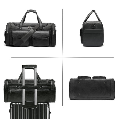 BOLOSTA Travel Duffel Bag for Men Women, Large PU Leather Carry on Duffle Bags for Traveling, Waterproof Overnight Weekender Duffel Bag with Shoe Compartment - Perfect for Daily Use/Birthday Gift