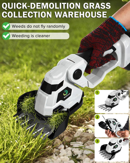Cordless Hedge Trimmer,Cordless Grass Shear & Shrubbery Trimmer,with a 5.3-inch Lawn Mower Blade,Hedge Trimmer with 2 PCS Batteries, for Garden,Lawn.Note: It Does not Include the 9-inch Blade.
