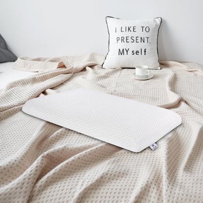 SUQ I OME Adjustable Slim Sleeper -Thin Flat Latex Pillow for Sleeping with 2 Removable Layers 3 Heights(1'', 2.5'', 3.5''), for Stomach, Side and Back Sleepers,Twill White