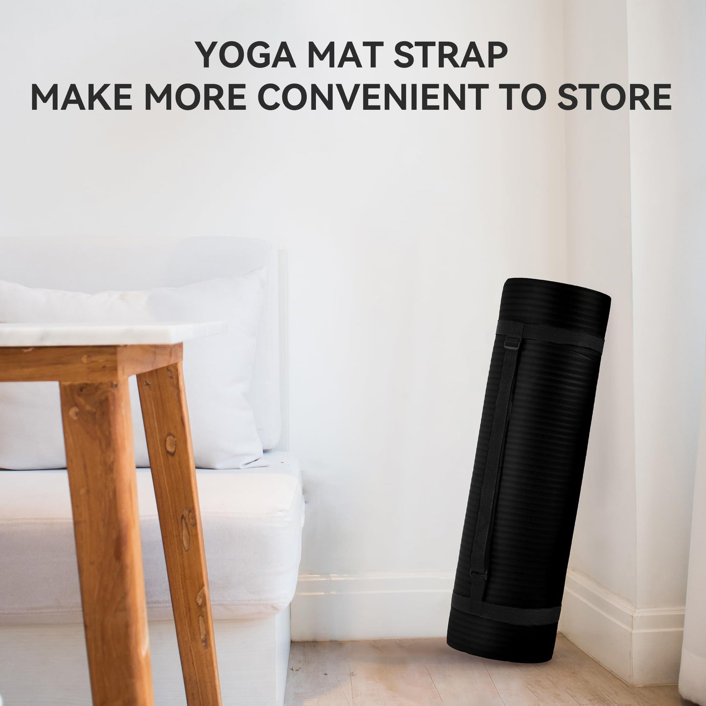 Fitvids All Purpose 1/2-Inch Extra Thick High Density Anti-Tear Exercise Yoga Mat with Carrying Strap, Black