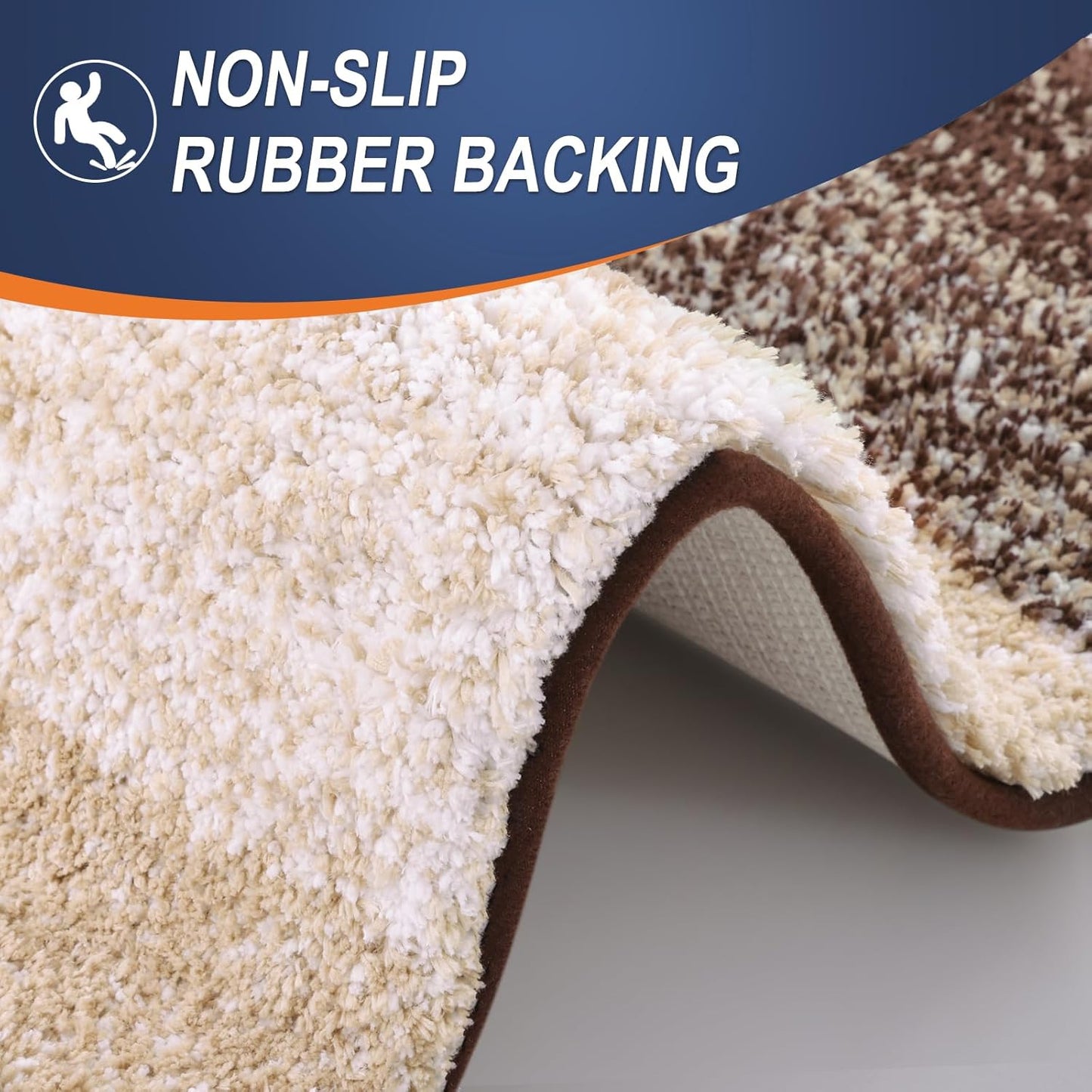 OLANLY Large Bathroom Rugs - Extra Soft Microfiber Mat 45x27 | Quick Dry & Machine Washable, Brown