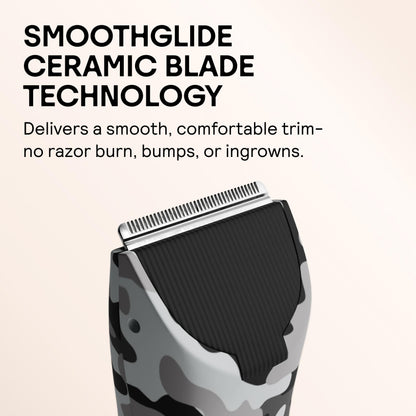MERIDIAN The Trimmer Original - Body Hair Trimmer for Men, Electric Shaver for Pubic Hair, Chest, Legs & Bikini, Waterproof & Rechargeable, Sage