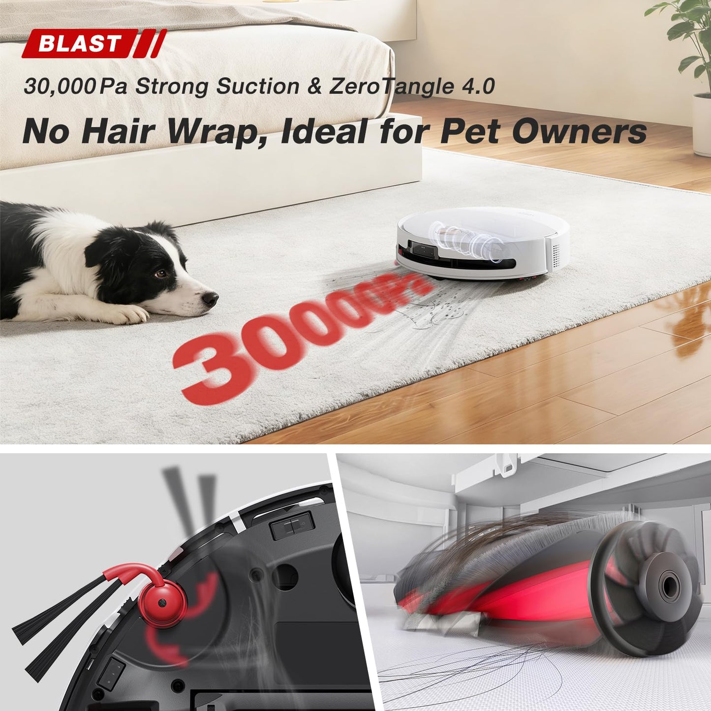 Yeedi M16 Infinity Robot Vacuum and Mop, 30000Pa Suction, Self-Cleaning Roller Mop, ZeroTangle 4.0 for Pet Hair, Self-Emptying Omni Station, AI Obstacle Avoidance