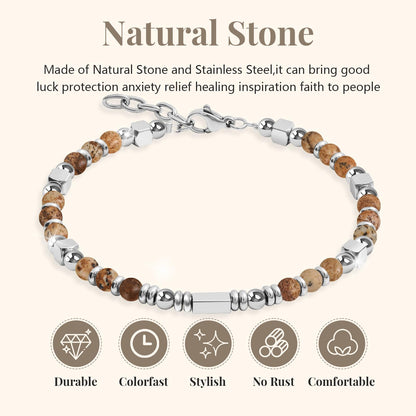 Stainless Steel Stone Adjustable Boho Stackable Womens Beaded Bracelets for Women Trendy Jewelry Stack Cute Health Dainty Waterproof Woman Ladies Colorful Bangle Women's Silver Link Bracelets for Women Non Tarnish A Bohemian Charm Silver Bead Bracelet for