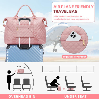 Gifts for Teen Girl, Initial Travel Duffle Bag, Personalized Women Weekender Overnight Bags, Gift for Daughter Kid Mom Friend College Girl Graduation Teacher（Pink,A)
