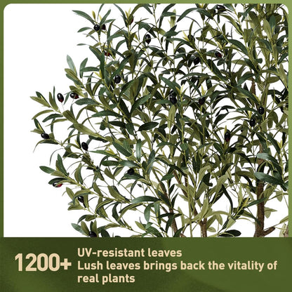 VeriNatural Artificial Olive Tree 5FT - Faux Olive Trees Indoor with 1283 Silk Leaves & 58 Fruits,UV Resistant & Natural Wood Trunk Fake Plant for Outdoor,Living Room,Patio,Home Decor,VN157