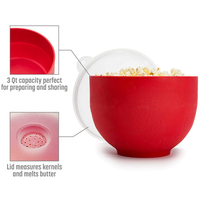 Goodful Silicone Popcorn Popper, Collapsible Hot Air Microwavable Popcorn Maker, Bowl Made without BPA, Teal
