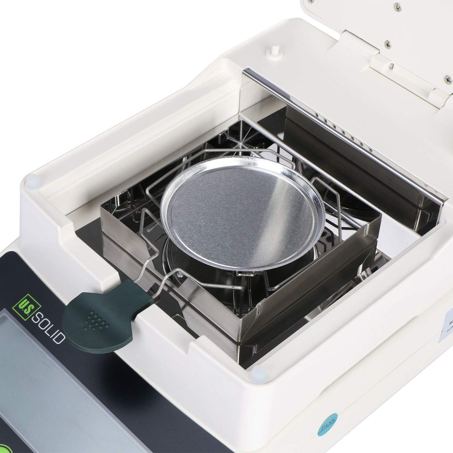 U.S. Solid Moisture Analyzer - 110g Capacity, 1mg Readability, 0.01% Accuracy, 40-199°C Drying Range, 90 mm Pan w/ 50 Dishes, Moisture Balance with RS232 for Lab, Research, Food & Industrial Use