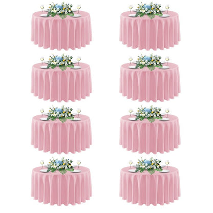 sancua Round tablecloth 90 Inch Diameter, 8 Pack - Circle Polyester Fabric Table cloth for Wedding Christmas Party Reception Banquet Birthday, Washable Formal Table Cover (Fit 30-72 Inch Tables), Pink