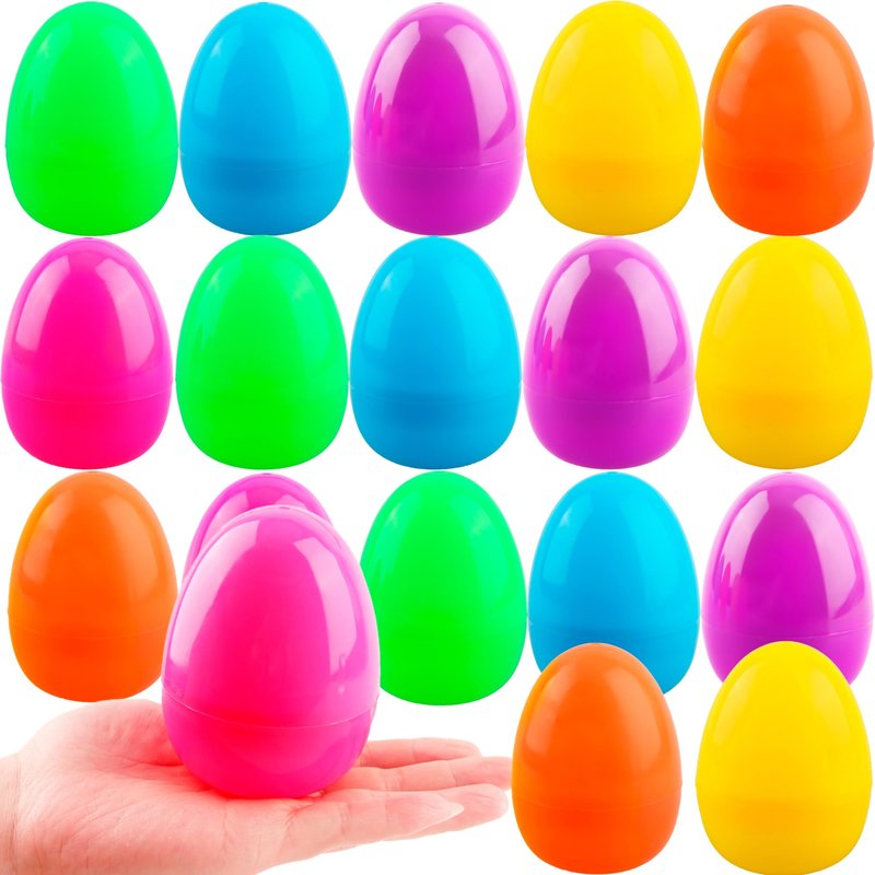 Sonarun 18 Pack 4 Inch Easter Eggs Colorful Fillable Easter Eggs Flat Bottom Plastic Easter Egg Empty Surprise Eggs for Easter Hunt Party Favor Refillable Basket Fillers