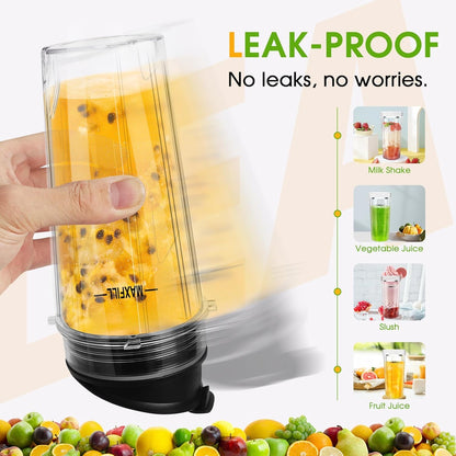 Blender 16oz Cups Replacement for Ninja - 3 Pack Ninja Blender Cups with Lids, Compatible with Ninja QB3001SS, BL770, BL780, BL660, BL740, BL810, Nutri Ninja Series Blenders