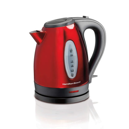 Hamilton Beach Electric Tea Kettle, Water Boiler & Heater, 1.7 Liter, Cordless Serving, 1500 Watts for Fast Boiling, Auto-Shutoff and Boil-Dry Protection, BPA-Free, Red (40885)