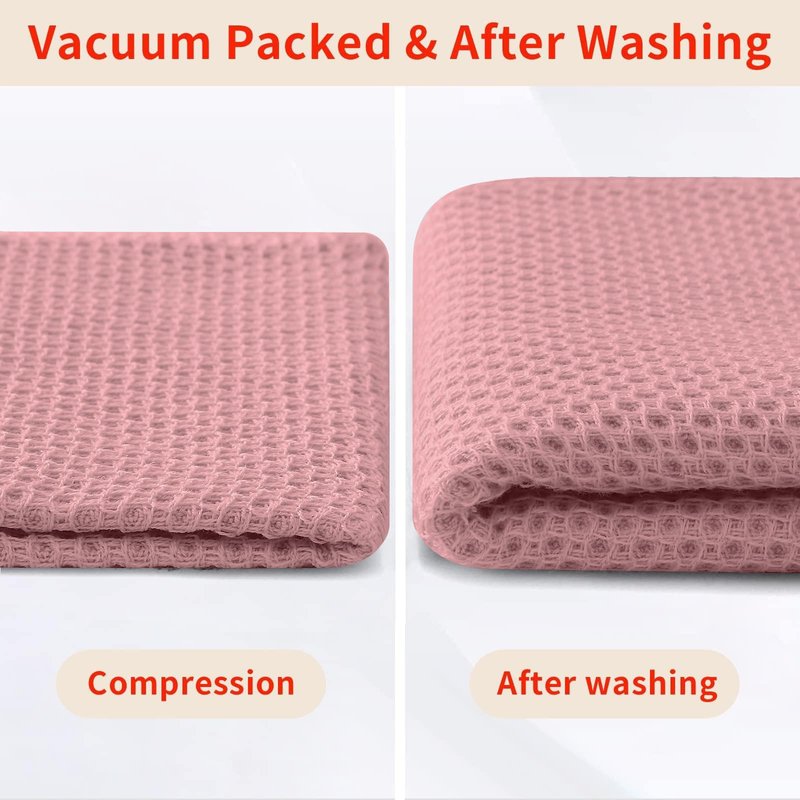 Homaxy 100% Cotton Waffle Weave Kitchen Dish Cloths, Ultra Soft Absorbent Quick Drying Dish Towels, 12 x 12 Inches, 8-Pack, Dried Rose