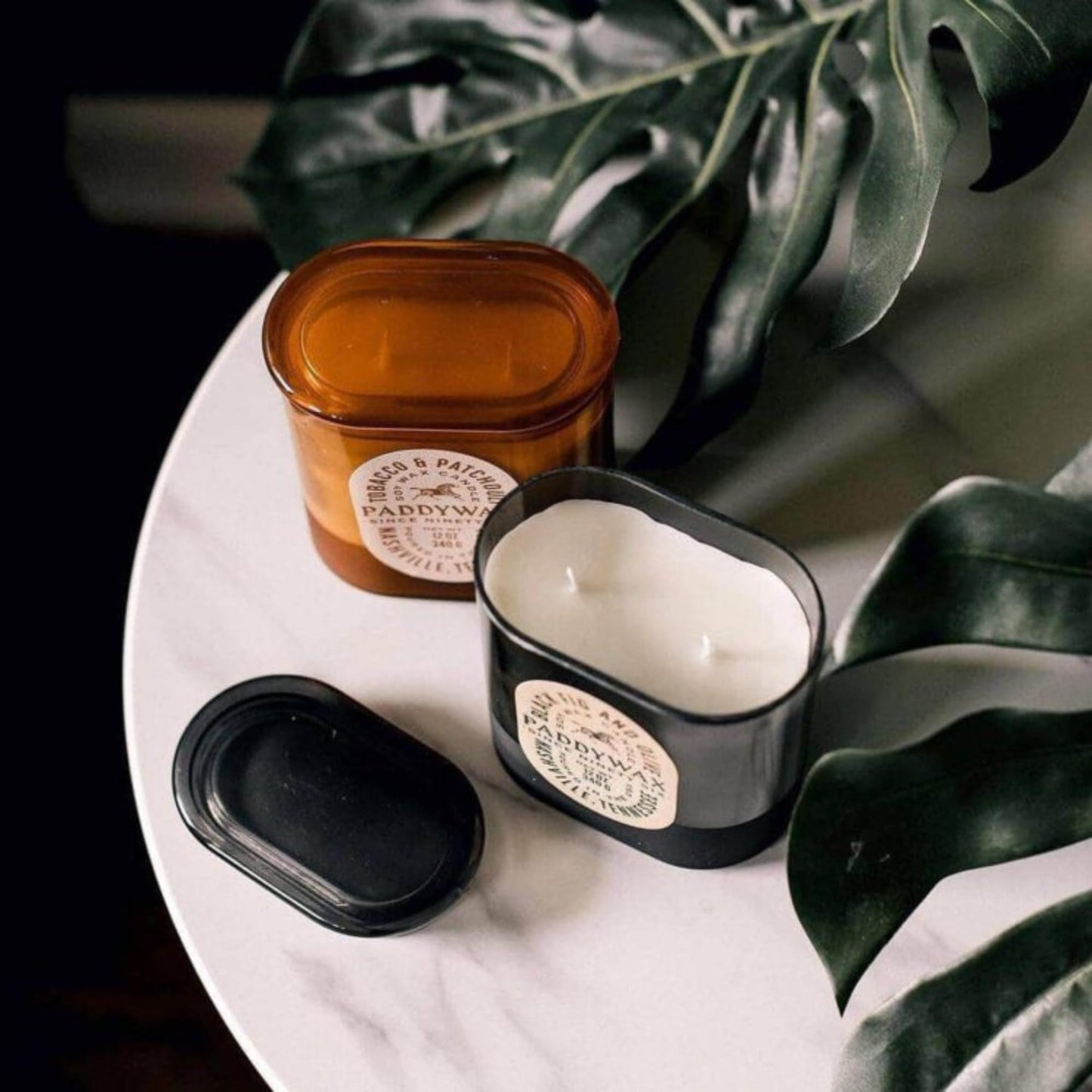 Paddywax Vista Scented Candle with Lid in Reusable Tonal Glass Jar, Clean-Burn 2-Wick Soy Candle with Approx. 84 Hour Burn Time, Decorative Gift Candles for Home, Black Fig & Olive, 12 oz
