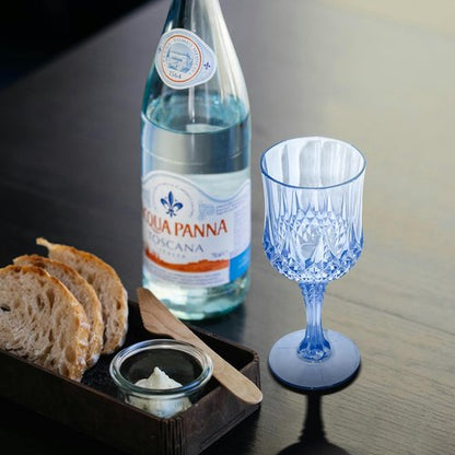 CHLJAR 24 PCS Plastic Blue Wine Glasses Goblets Blue Vintage Wine Glasses, Reusable Drinkware Vintage Champagne, Plastic Goblets for Parties for Wedding Reception Grand Event Party, 7oz