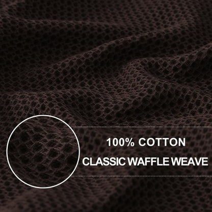 Homaxy 100% Cotton Waffle Weave Kitchen Dish Towels, Ultra Soft Absorbent Quick Drying Cleaning Towel, 13 x 28 Inches, 8-Pack, Dark Brown