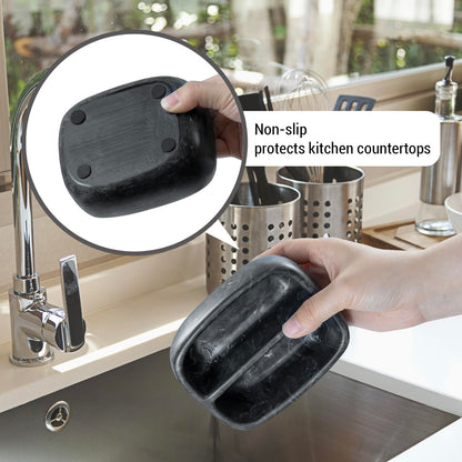 MyGift Modern Premium Clear Acrylic Sponge Holder for Kitchen Sink, Counter Dual Sponge Storage Rack, Countertop Caddy with 2 Compartments for Dish Cleaning Sponges or Scrubbing Pads