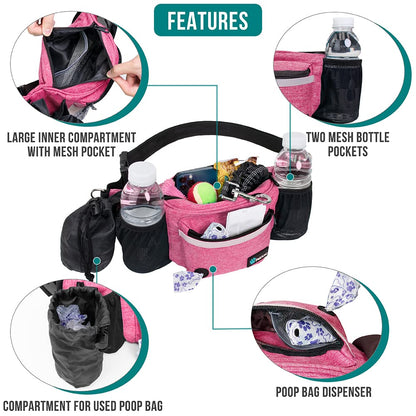 PetAmi Dog Fanny Pack, Treat Pouch for Dog Walking, Training, Built in Poop Bag Dispenser, Water Bottle Holder, Collapsible Bowl, Pet Treat Waist Belt for Hiking, Running, Kibbles (Camo Black)