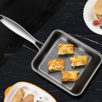 Toutrop 316 Stainless Steel Omelette Pan, Egg Pan Skillet, Square Cooking Pans Nonstick for Making Omelets, PFOA-Free
