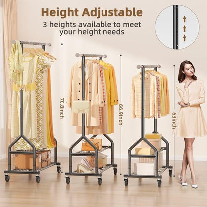 EAGMAK Heavy Duty Clothes Rack - Adjustable Metal Garment Organizer with Wheels | 556 LBS Capacity, Black