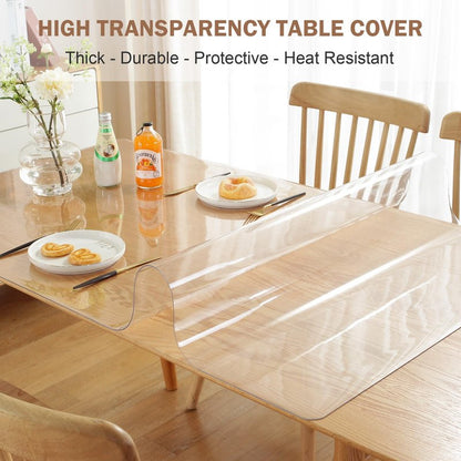 LovePads Clear Table Cover Protector, 20 x 40 Inch 2mm Thick Plastic Table Cover, Table Protector for Dining Room Table, Waterproof Dresser Cover Top for Kitchen, Coffee, Writing Desk