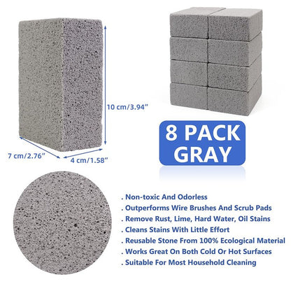 Non Scratch BBQ Grill Stone Cleaning Block Griddle Brick Oven Stone Scrubber Blackstone Cleaner, 8 Pack GrayMagic Stone for Removing Stains，Cleaning Flat Top Cookers，Toilet，Pool，Exfoliation Dead Skin