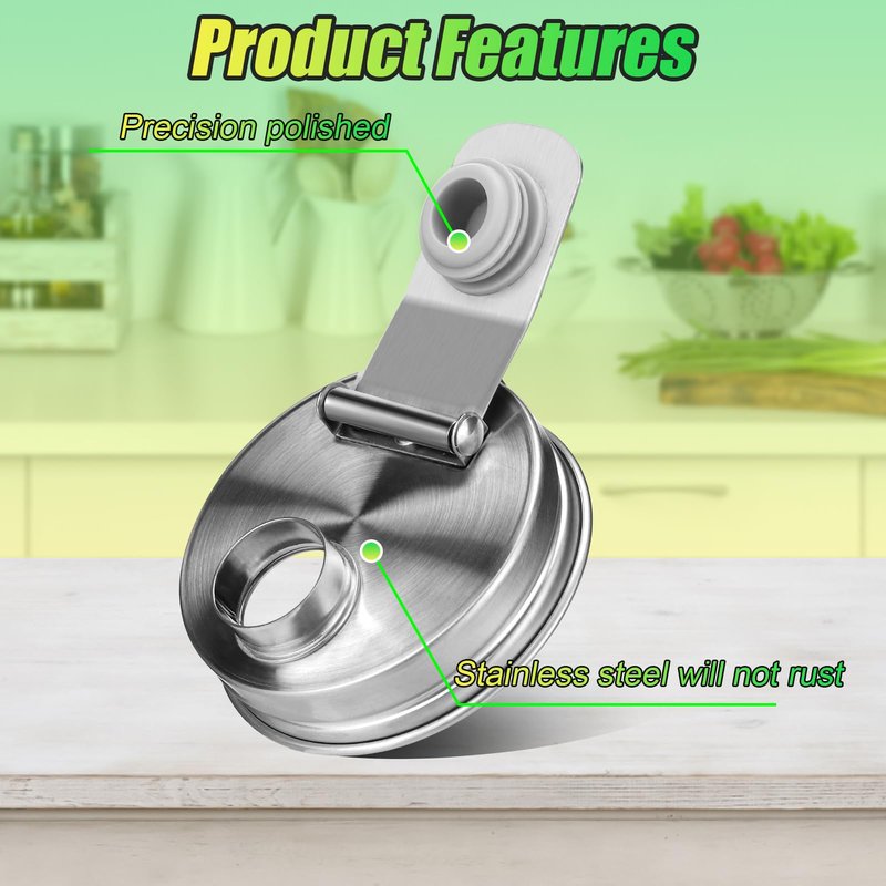 Mason Jar Pour Spout Lid Stainless Steel, Regular Mouth Pour Spout Flip Cap Lids for Mason Jars, Anticracking Leak Proof Seal Cover Airtight for Drinking Salad Dressing & Food Storing(4PCS)
