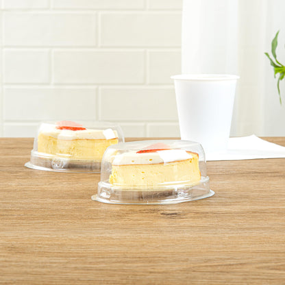 Restaurantware-Thermo Tek 8.5 Ounce Cake Slice Containers, 100 Disposable Individual Pie Slice Containers - With Lids, Oval, Clear Plastic Pie Boxes, For Pastries or Cheesecakes,