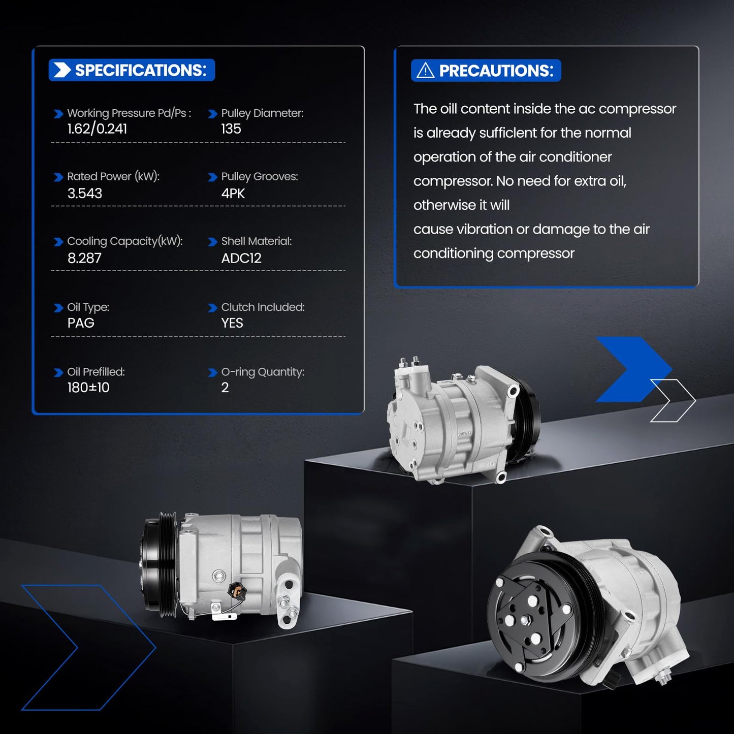 SYKRSS 68436 Air Conditioning A/C Compressor with Clutch Compatible with INFINITI FX35 2003-2008 3.5L V6, for G35 2003-2006 3.5L V6, GAS